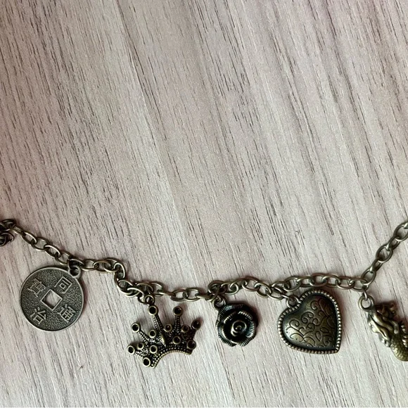 Vintage Brass Charm Necklace - Picture 2 of 3